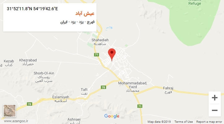 روستای عیش آباد بر روی نقشه
