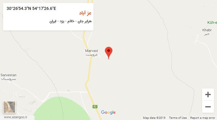 روستای عز آباد بر روی نقشه