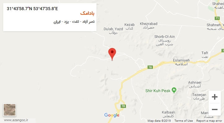 روستای بادامک بر روی نقشه