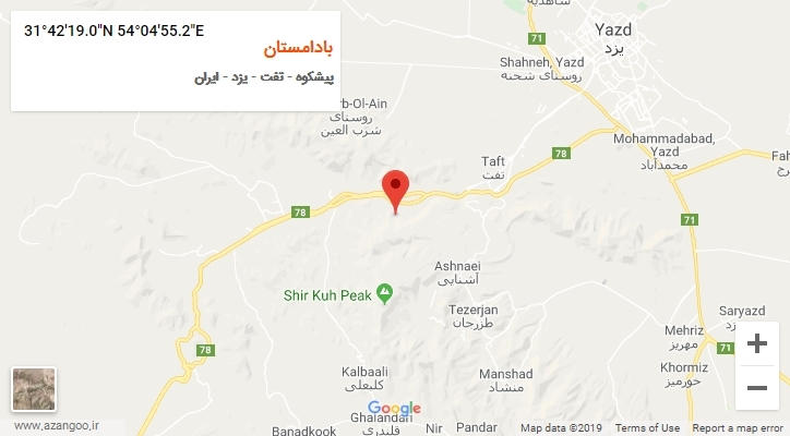 روستای بادامستان بر روی نقشه