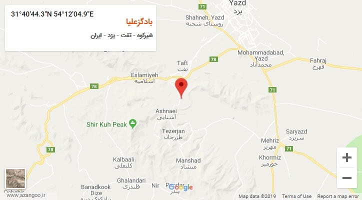روستای بادگزعلیا بر روی نقشه