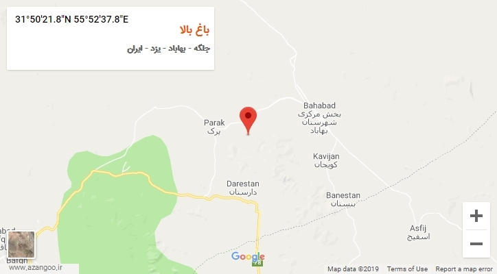 روستای باغ بالا بر روی نقشه