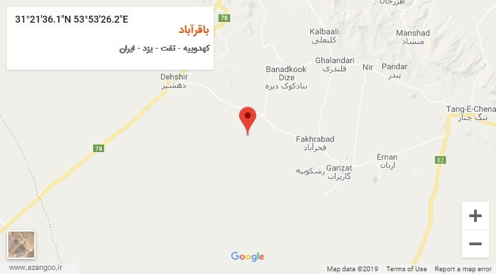 روستای باقرآباد بر روی نقشه