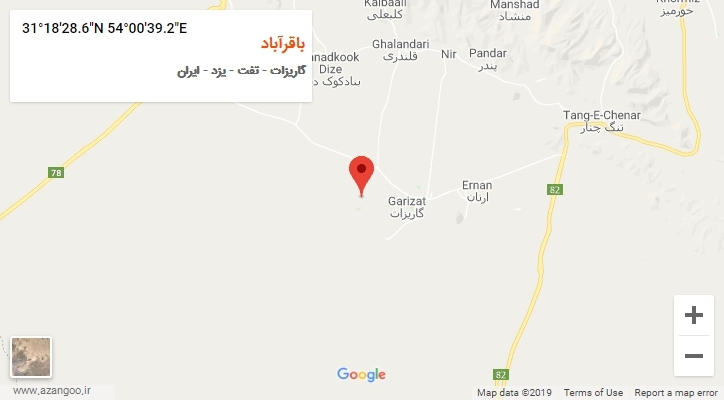 روستای باقرآباد بر روی نقشه