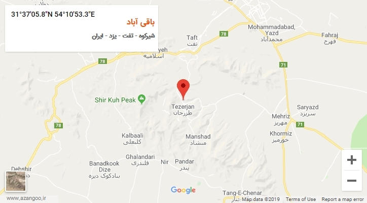 روستای باقی آباد بر روی نقشه