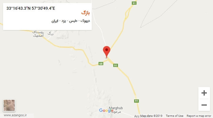 روستای بازگ بر روی نقشه