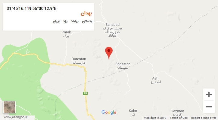 روستای بهدان بر روی نقشه