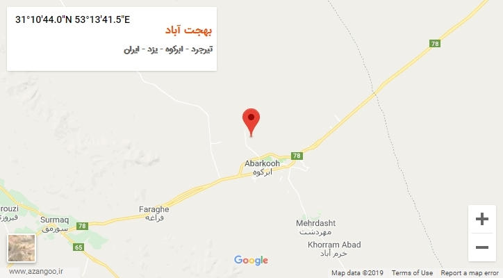 روستای بهجت آباد بر روی نقشه