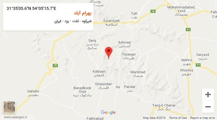 روستای بهرام آباد بر روی نقشه
