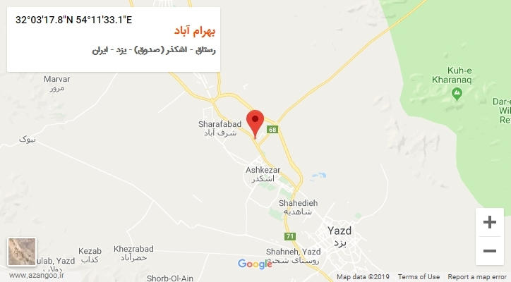 روستای بهرام آباد بر روی نقشه