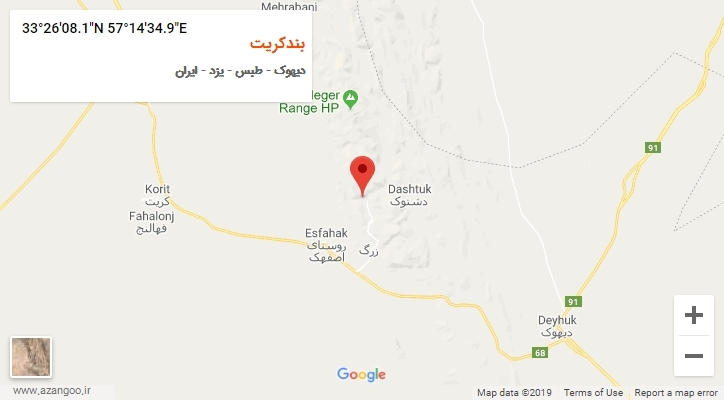 روستای بندکریت بر روی نقشه
