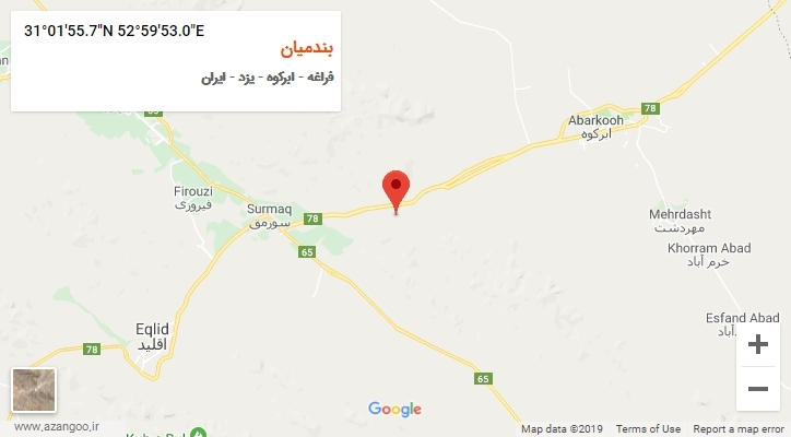 روستای بندمیان بر روی نقشه