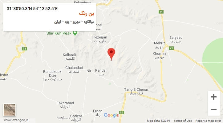 روستای بن رنگ بر روی نقشه