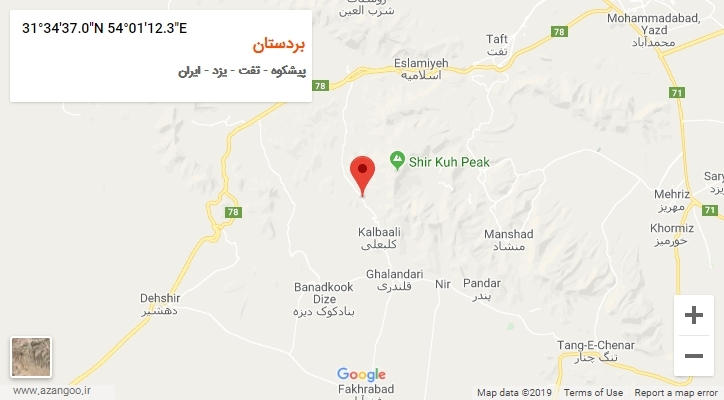 روستای بردستان بر روی نقشه