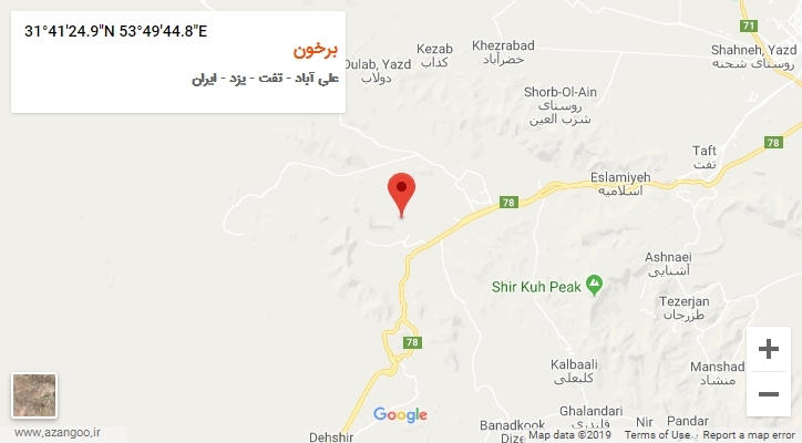روستای برخون بر روی نقشه