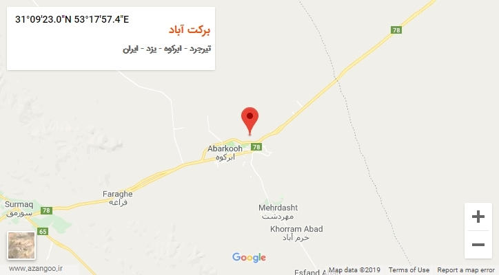 روستای برکت آباد بر روی نقشه