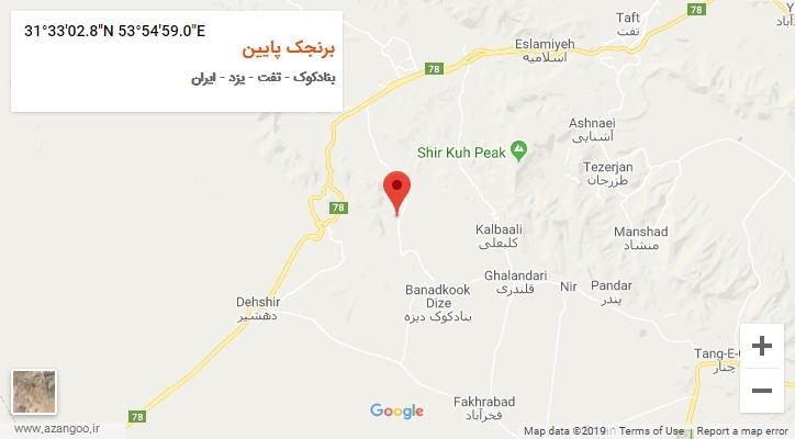 روستای برنجک پایین بر روی نقشه