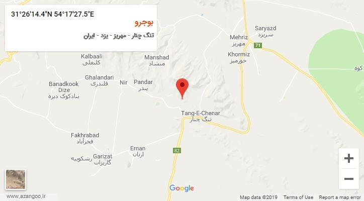 روستای بوجرو بر روی نقشه