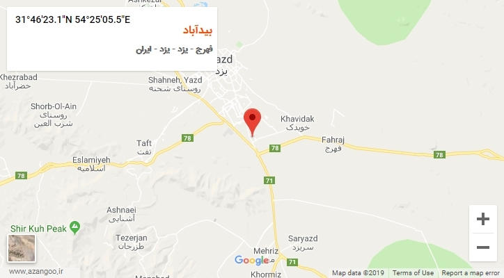 روستای بیدآباد بر روی نقشه