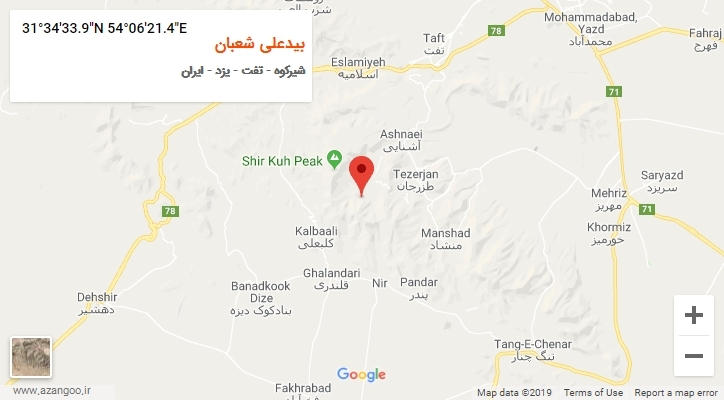 روستای بیدعلی شعبان بر روی نقشه