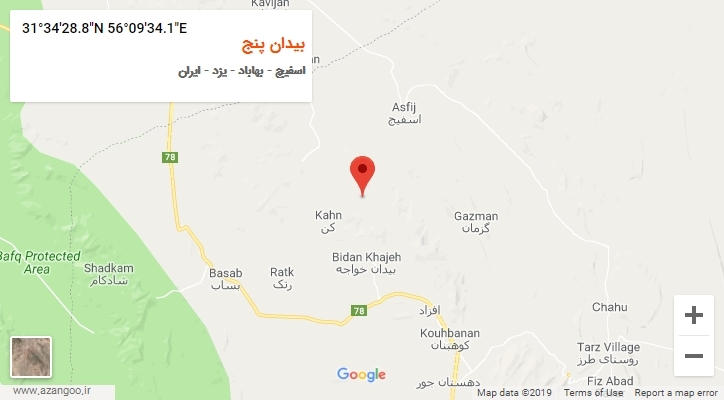 روستای بیدان پنج بر روی نقشه