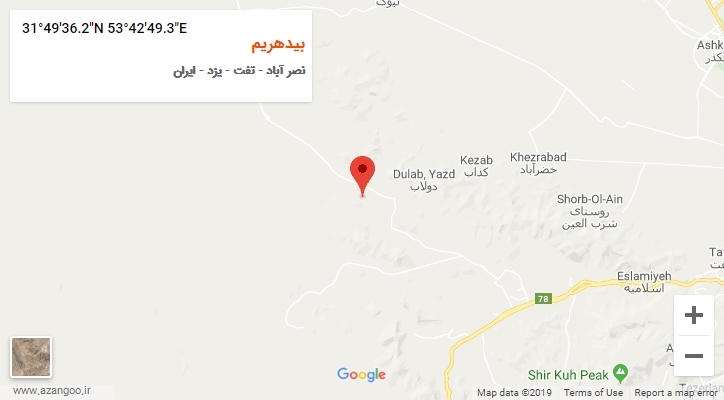 روستای بیدهریم بر روی نقشه