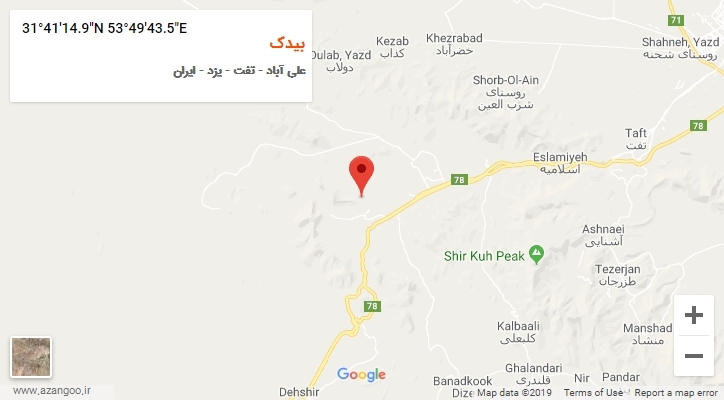 روستای بیدک بر روی نقشه