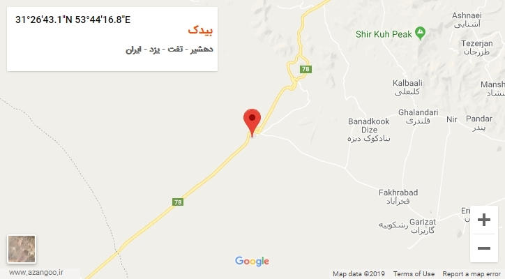 روستای بیدک بر روی نقشه