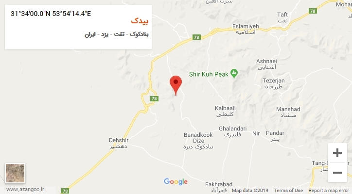 روستای بیدک بر روی نقشه