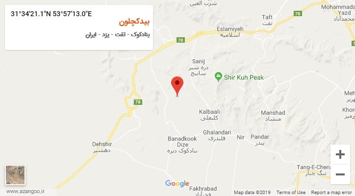 روستای بیدکچلون بر روی نقشه