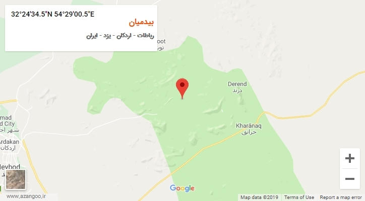 روستای بیدمیان بر روی نقشه