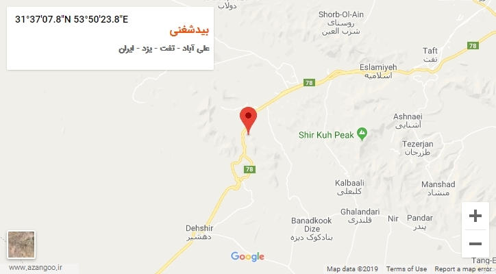 روستای بیدشغنی بر روی نقشه