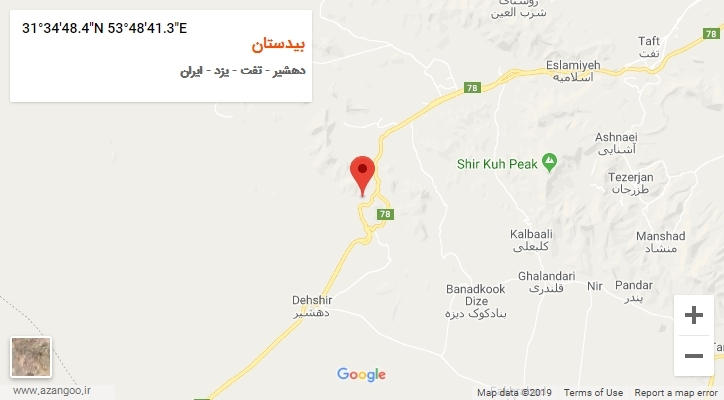 روستای بیدستان بر روی نقشه
