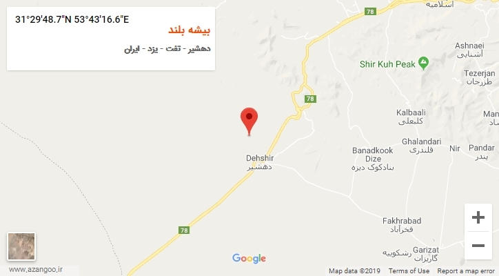 روستای بیشه بلند بر روی نقشه