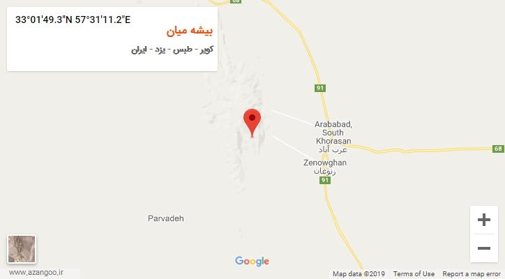 روستای بیشه میان بر روی نقشه