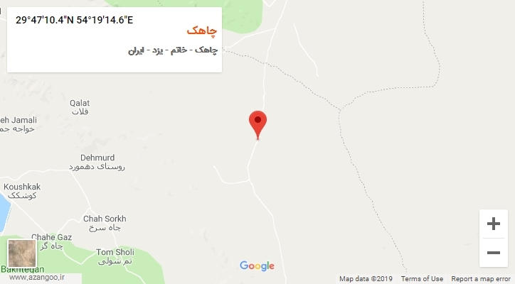 روستای چاهک بر روی نقشه