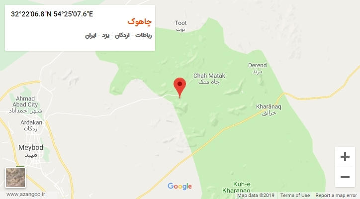 روستای چاهوک بر روی نقشه