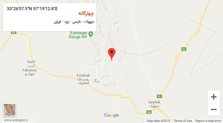 روستای چهارگانه بر روی نقشه