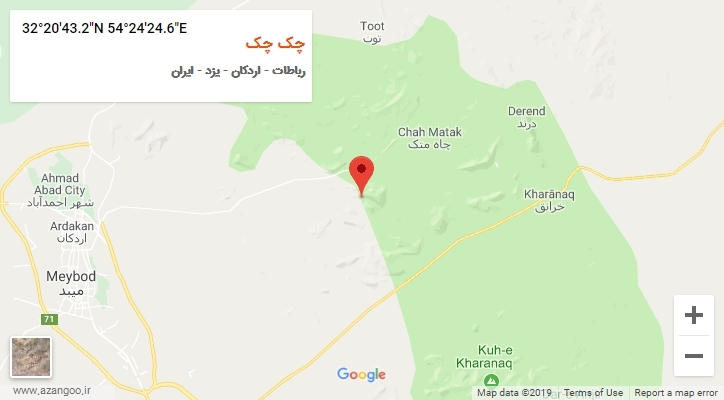 روستای چک چک بر روی نقشه