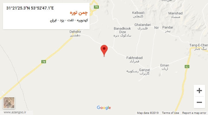 روستای چمن توره بر روی نقشه