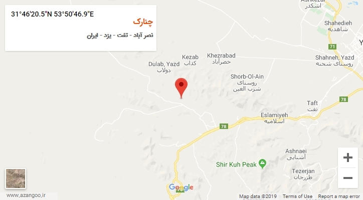 روستای چنارک بر روی نقشه