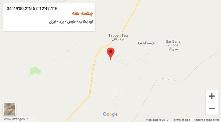 روستای چشمه هنه بر روی نقشه