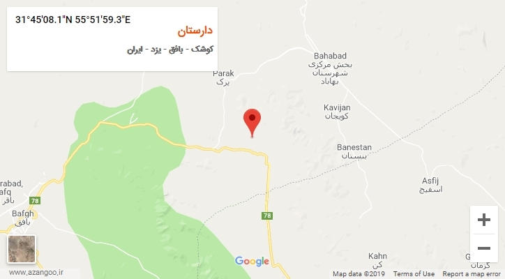 روستای دارستان بر روی نقشه