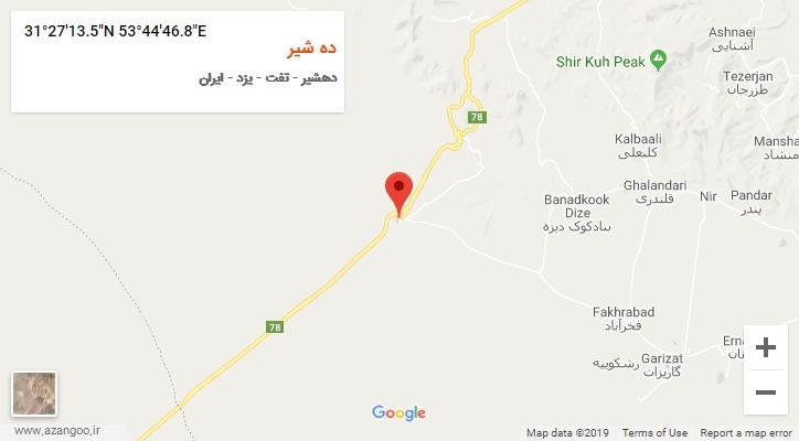 روستای ده شیر بر روی نقشه