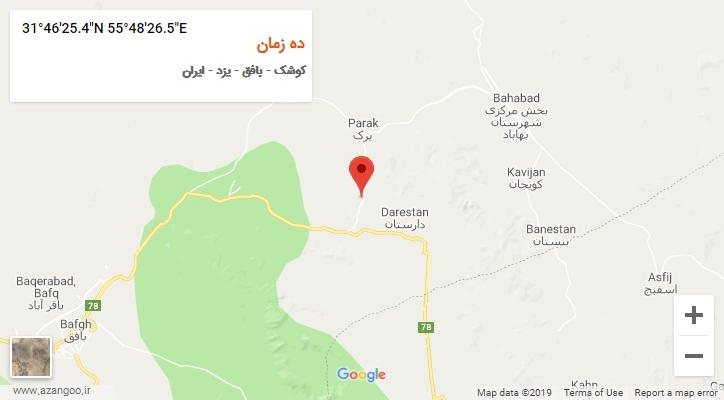 روستای ده زمان بر روی نقشه