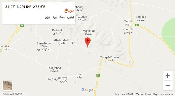 روستای دربباغ بر روی نقشه