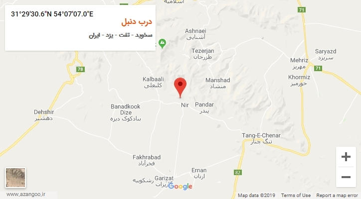 روستای درب دنبل بر روی نقشه