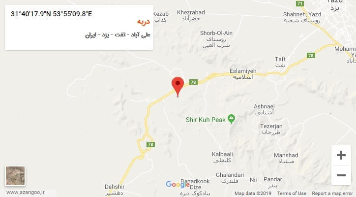 روستای دربه بر روی نقشه