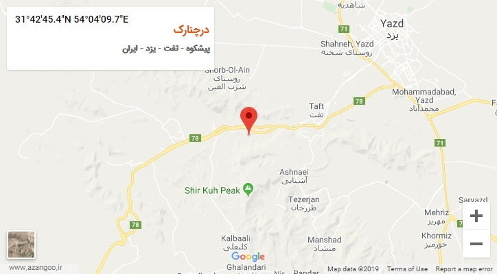 روستای درچنارک بر روی نقشه