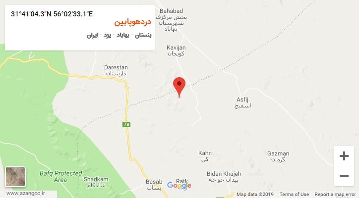 روستای دردهوپایین بر روی نقشه